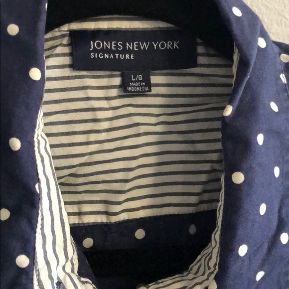 Navy blouse with white polka dot - Picture 3 of 7